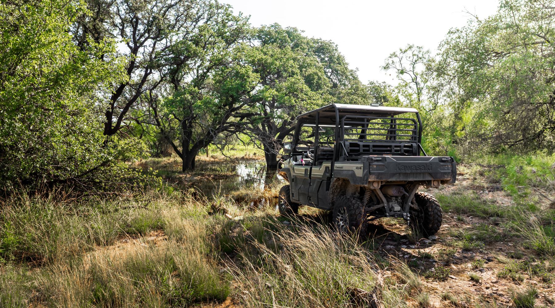 Off-Road Vehicle Beneath Mature Oaks on Oak Grove Ranch | 174-Acre Hunting Property for Sale in Central Texas | Jacoby Land Co